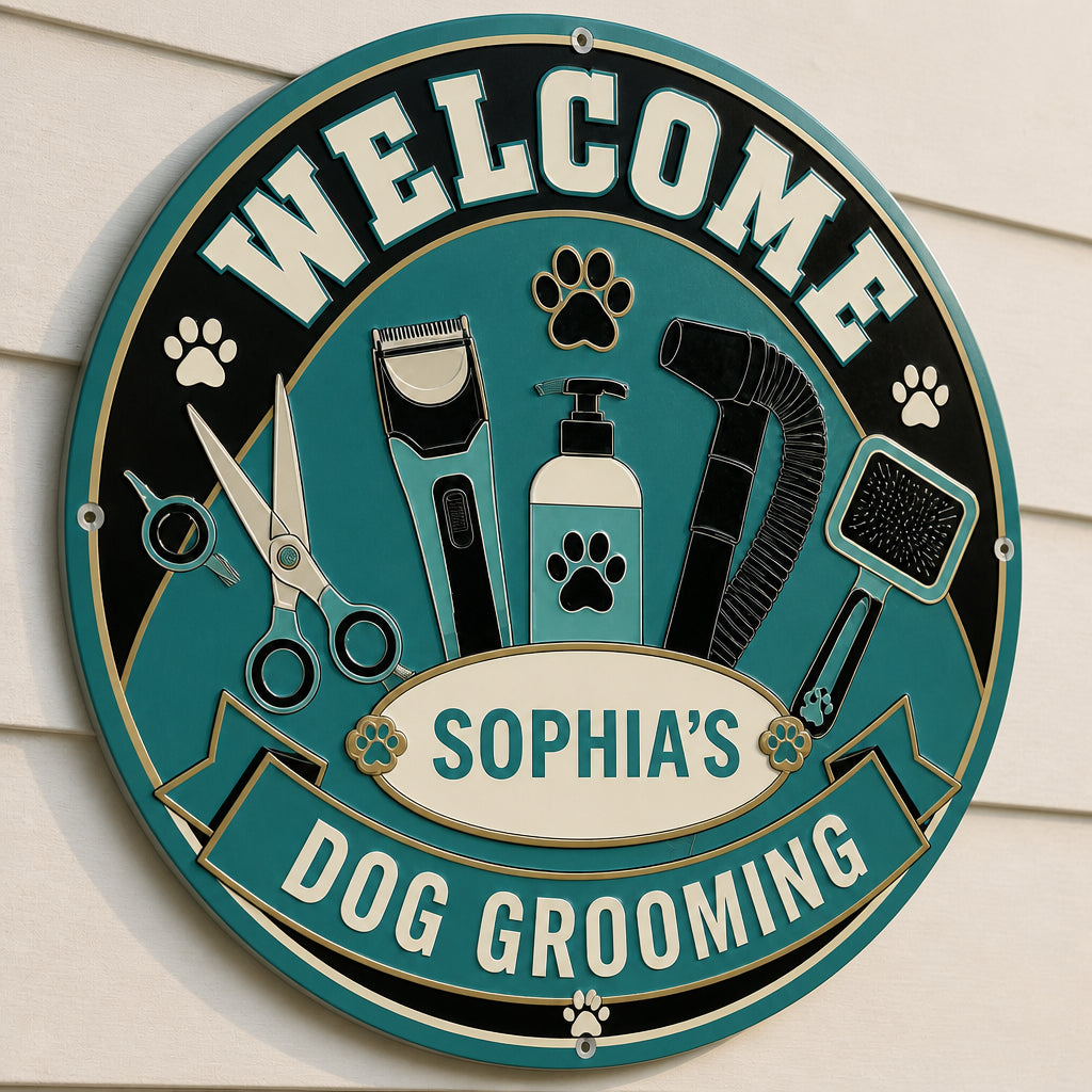 Personalized Dog Grooming Welcome Metal Sign - Personalized Metal Sign 4921bc5e-c0a7-4d39-b77c-355e609bc653.jpg