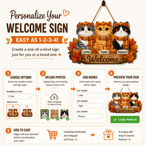 Autumn Cats Welcome Wood Sign – Custom Pet Portraits - Personalized Wood Sign 493a270e-7432-455e-8ef2-2fdc55f1506d.jpg