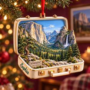 Personalized Yosemite National Park 3D Suitcase Ornament – California Travel Keepsake & Christmas Gift for Nature Lovers 493bc565-4951-41bd-aebd-e18624a79029-Yosemite-diorama-ornament-in-festive-bokeh-1.png