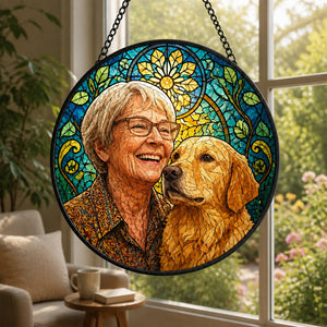 Custom Stained-Glass Style Pet & Owner Suncatcher - Personalized Suncatcher Stained Glass 493f90bd-638b-4f17-aaaf-808f9cadac60.jpg