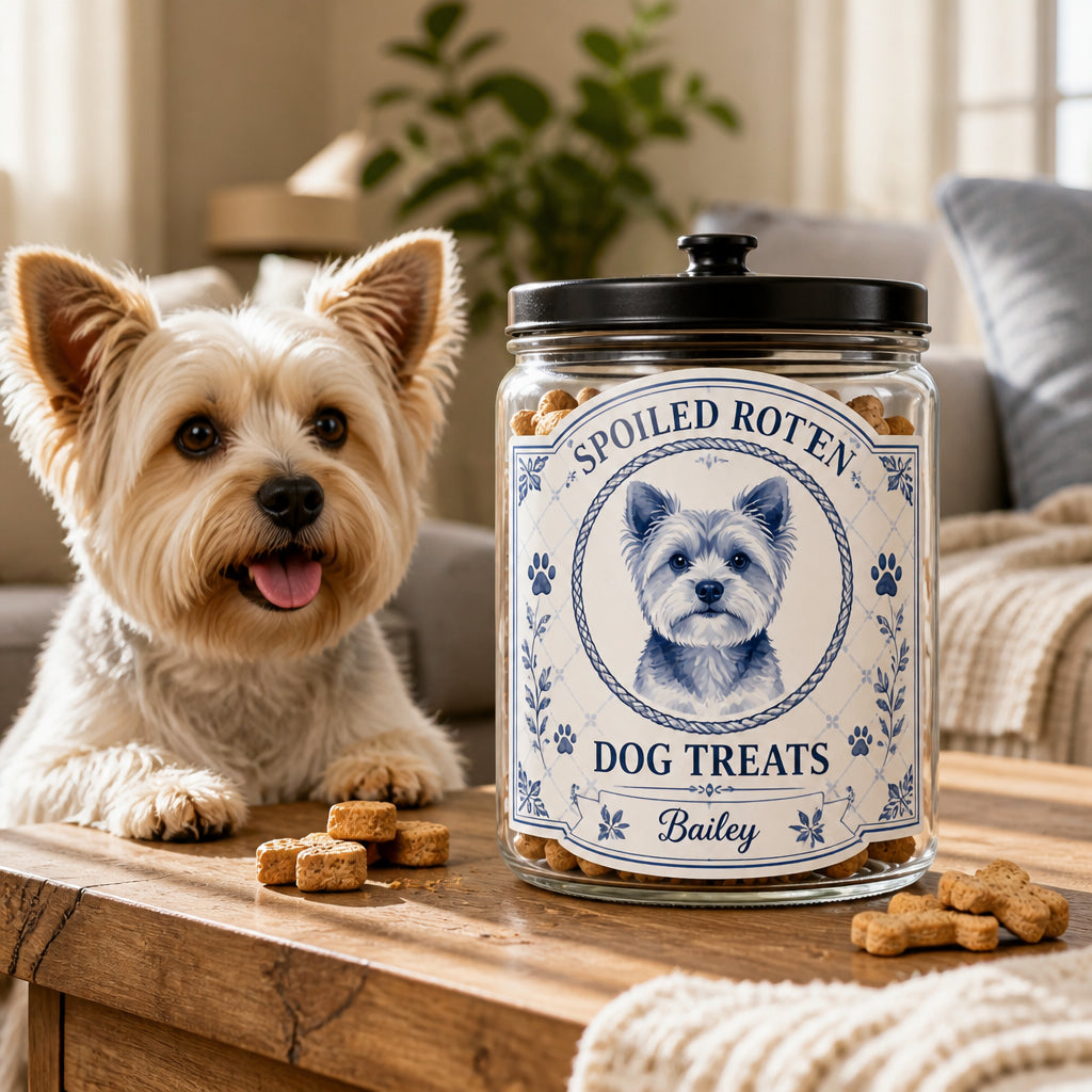 Spoiled Rotten Dog Treats – Custom Pet Portrait Jar - Personalized Glass Storage Jars 497a7900-f411-4bf1-ac47-7cdfff320aed.jpg