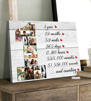 1 Year Anniversary Photo Collage Canvas Print, One Year Anniversary Gift, 1st Anniversary Gift