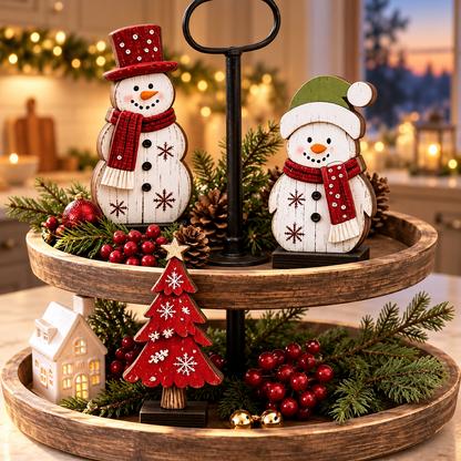 Rustic Wooden Christmas Tiered Tray Decor, Xmas Tree & Reindeer Signs, Winter Holiday Decorations for Mantel & Shelf 49897887-795b-40d4-a0f9-ca1360176e46-Rustic-Christmas-Tray-in-a-Cozy-Kitchen-4.png
