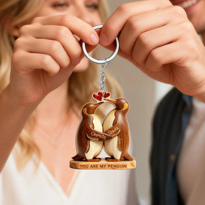 Personalised You Are My Penguin Acrylic Keychain with Name Valentine's Day Birthday Anniversary Gift for Couple Boyfriend Girlfriend