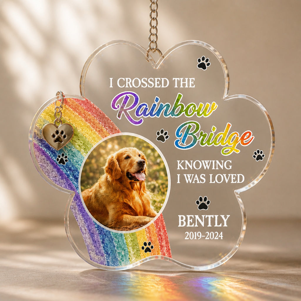 Rainbow Bridge Paw Acrylic Plaque – Pet Photo, Name & Years - Personalized 1 Layered Suncatcher with Charm 49ab5902-60d1-48f4-ba86-b6c8c92f6124.jpg