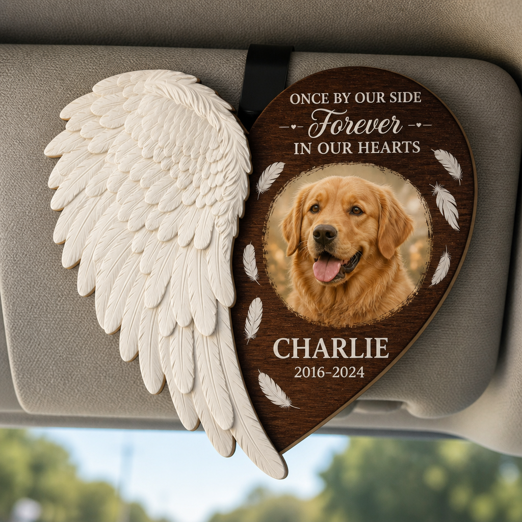 Pet Memorial Angel Wing Visor Clip – Forever in Our Hearts - Personalized Wooden Car Visor Clip 2 Layer 49b17502-ca50-41b4-aa15-ab57caa47c3e.png