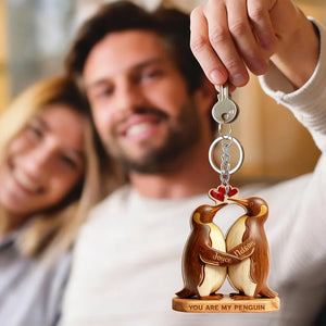 Personalised You Are My Penguin Acrylic Keychain with Name Valentine's Day Birthday Anniversary Gift for Couple Boyfriend Girlfriend