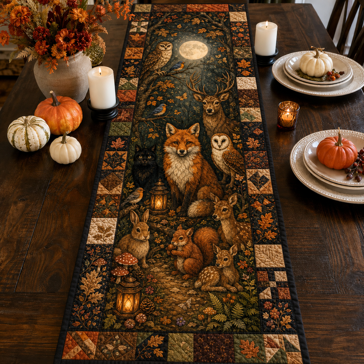 Woodland Animals Autumn Quilted Table Runner, Fox Owl Deer & Rabbit Fall Table Decor, Rustic Forest Thanksgiving Kitchen Runne 49c39c1b-4536-4e70-99b0-5b46f08d10c2-Image-Aug-13-2026-03_36_18-PM.png