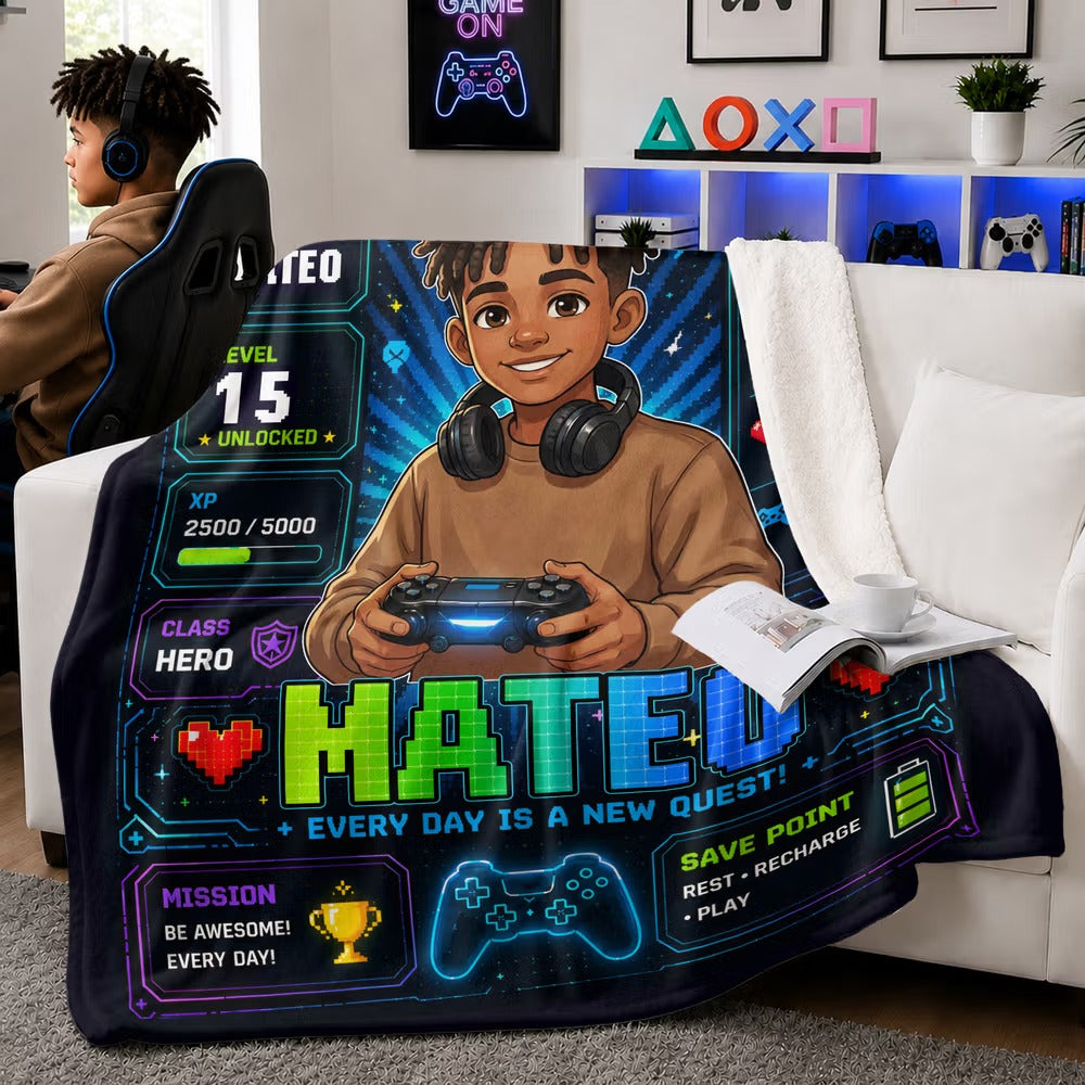 Gaming Player Profile Everyday Is A New Quest - Personalized Blanket 49e62a1c-5841-43ed-a2cc-9f29f74e3e4d-1a120310712328c612ebbe172690e40b.jpg
