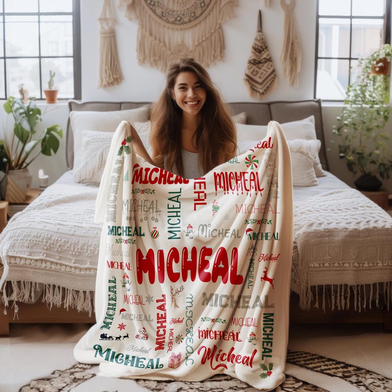 Custom Name Blanket, Christmas Blanket For Grandkids, Personalized Throw for Babies, Merry Christmas Tree, Santa, Reindeer Xmas Gift For Kid 49efa6b9-54c7-4a7f-892d-ea6c5152c34f-t3.jpg