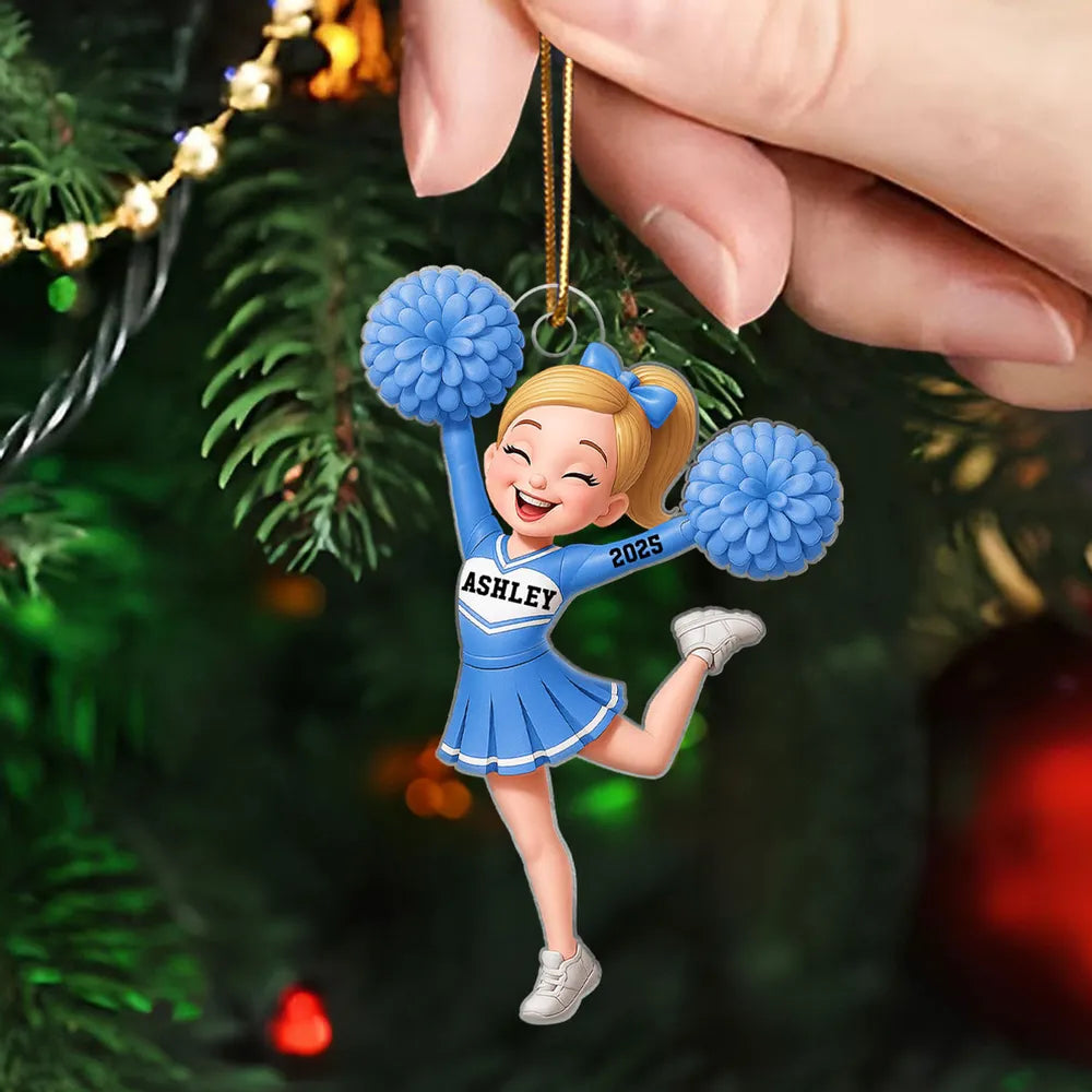 Personalized 3D Effect Cheerleader Girl Personalized Acrylic Ornament, Christmas Gift for Daughter, for Granddaughter