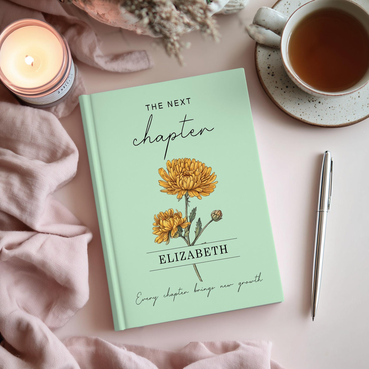 Personalized Birth Month Flower The Next Chapter Hardcover Journal Matte: Class Of 2026 Gift, Graduation 2026 Gift For Daughter