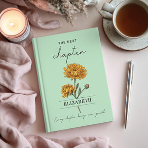 Personalized Birth Month Flower The Next Chapter Hardcover Journal Matte: Class Of 2026 Gift, Graduation 2026 Gift For Daughter