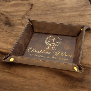 Custom Law Degree Graduation Valet Tray - Personalized Grad Lawyer Gift for Graduates, Class of 2026