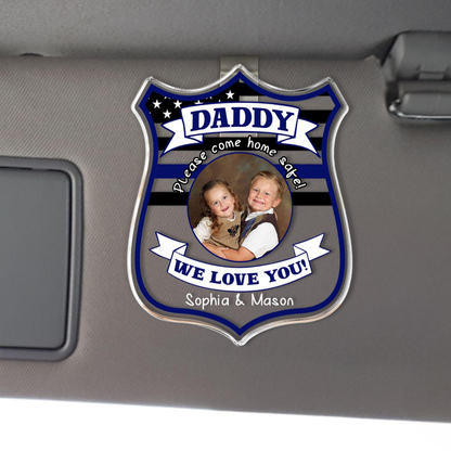 Custom Police Officer Picture Car Visor Clip, Custom Photo Kids Visor Clip, Police Badge Visor Clip, Father's Day Gift, Drive Safe Daddy