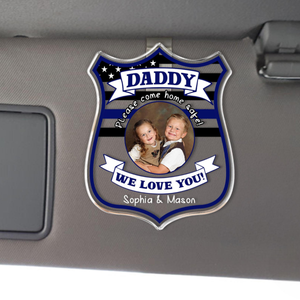 Custom Police Officer Picture Car Visor Clip, Custom Photo Kids Visor Clip, Police Badge Visor Clip, Father's Day Gift, Drive Safe Daddy