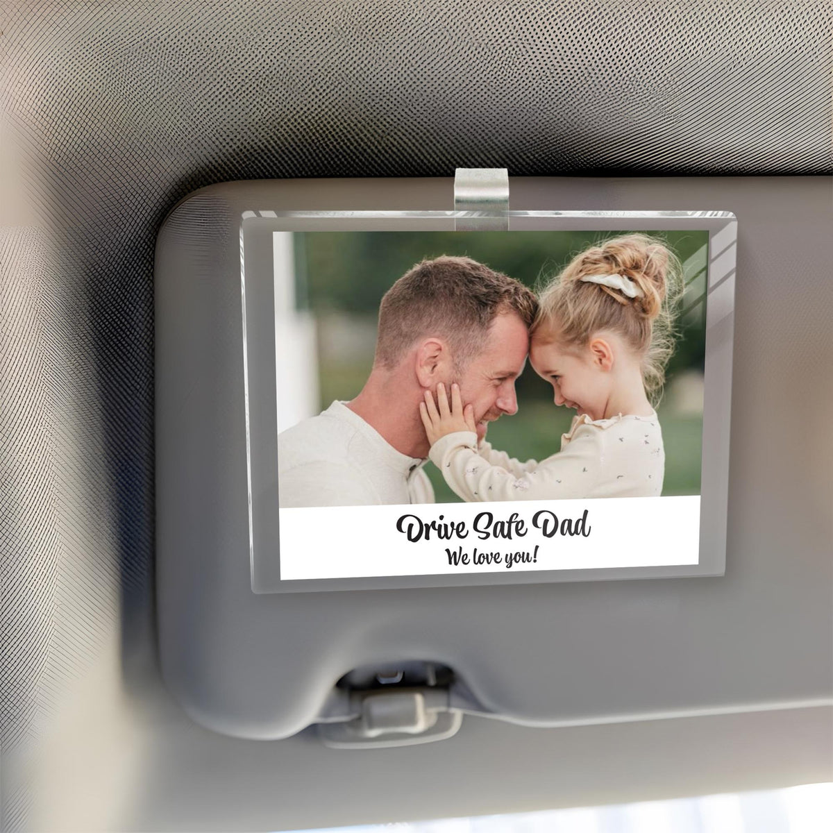 Personalized Car Visor Clip with Photo, Custom Sun Visor Picture Holder, Father's Day Gift, Sentimental Car Decoration, Drive Safe Daddy