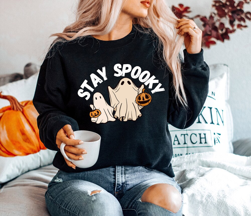 Stay Spooky Sweatshirt, Halloween Sweatshirt, Halloween Gift Hoodie, Womens Halloween Sweatshirt, Spooky Season Shirt, Ghost Halloween 4.jpg