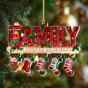 Merry Christmas 3D Crystal Effect Stockings - Personalized Acrylic Ornament - Christmas Gift For Family
