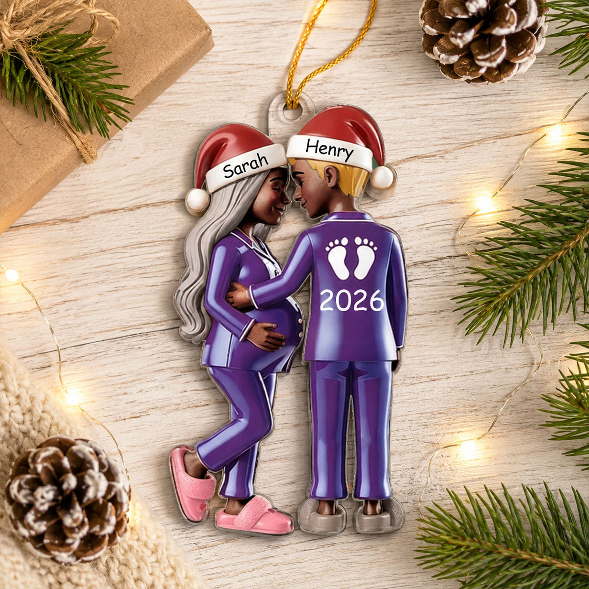 Custom Baby Bump Christmas Keepsake Ornament, Future Baby Ornament, Pregnancy Reveal Gift for Expecting Couple