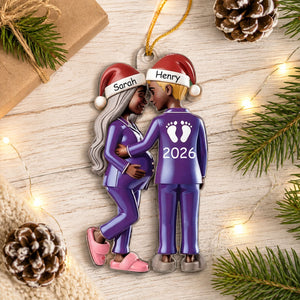 Custom Baby Bump Christmas Keepsake Ornament, Future Baby Ornament, Pregnancy Reveal Gift for Expecting Couple
