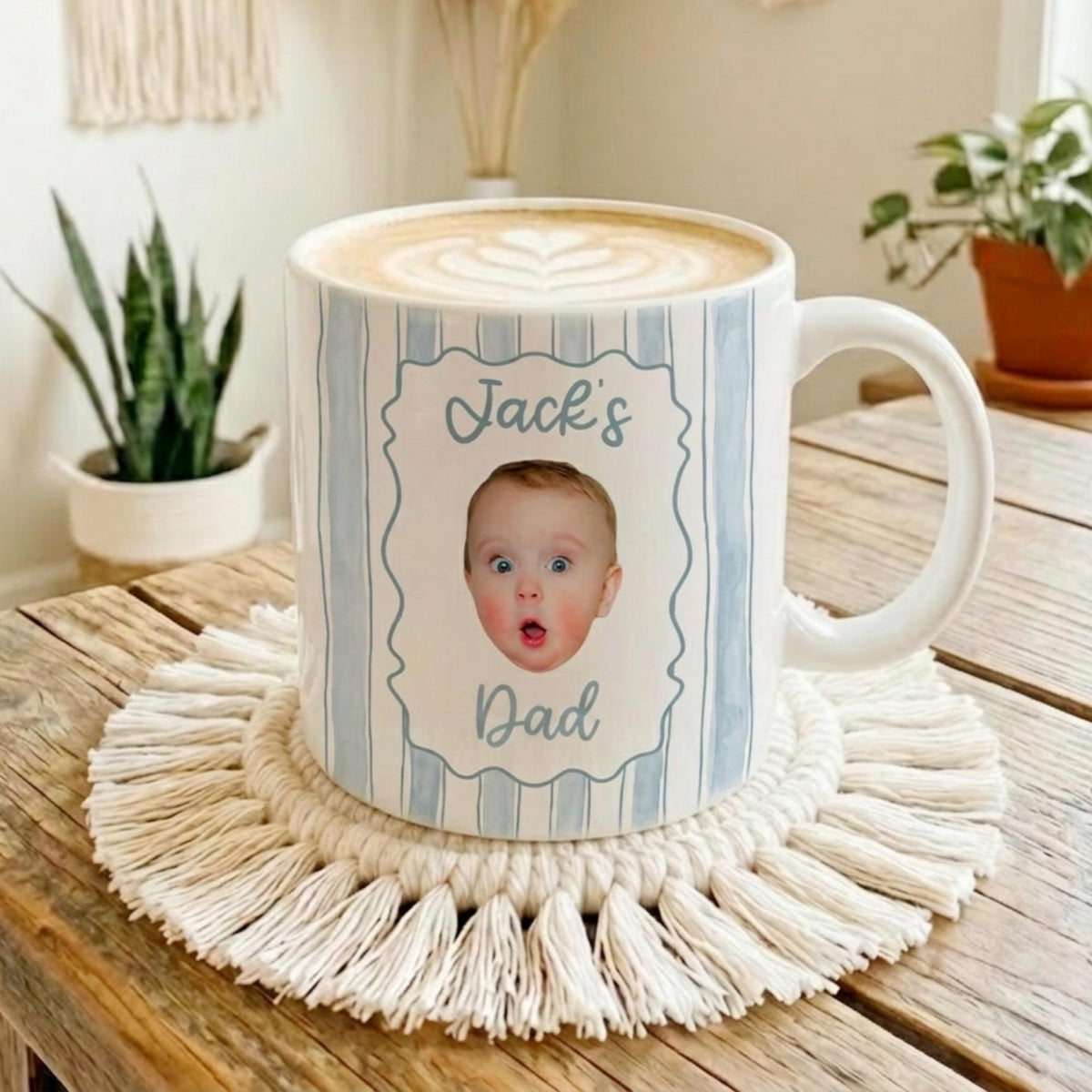 Personalized Baby Face Mug: Fathers Day Gifts for New Dad, Dad Mug, Daddy Coffee Cup With Kids Photo, Mug Gift for Mom, Grandma