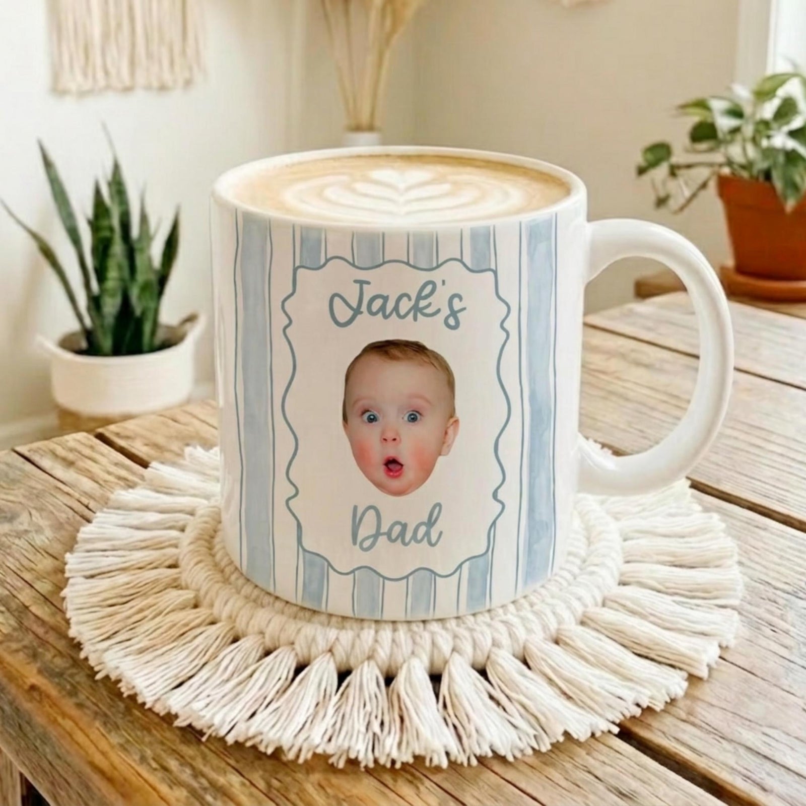 Personalized Baby Face Mug: Fathers Day Gifts for New Dad, Dad Mug, Daddy Coffee Cup With Kids Photo, Mug Gift for Mom, Grandma