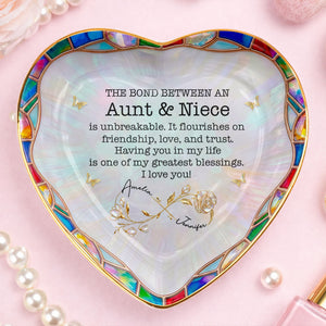 Aunt & Niece Bond - Personalized Heart-Shaped Jewelry Dish - Keepsake Gift with Names & Message