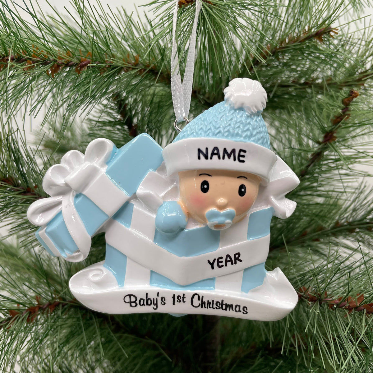 Personalized Baby Girl Boy in Present Ornament, Baby's First Christmas Ornament, Perfect Gift for Baby/Kid Custom Ornament, Christmas Ornament