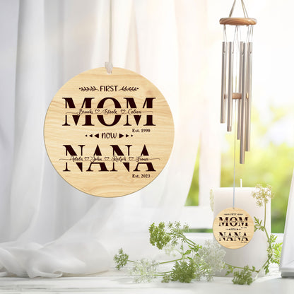 First Mom Now Grandma With Kid Names - Personalized Windchime - Gift For Grandma, Mother's Day, Birthday Gift