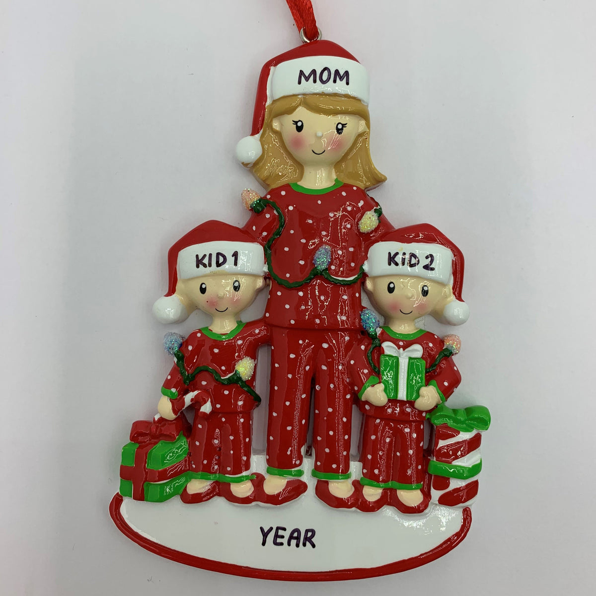Single Mom with Kids Children - Personalized Christmas Resin Pendant - Christmas Gift For Mom