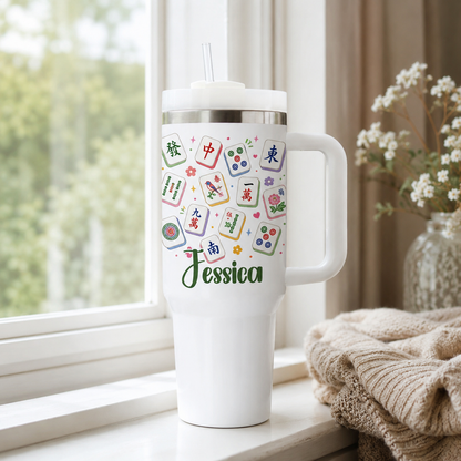 Personalized Mahjong Tumbler | Mahjong Gift for Women | Funny Mahjong Cup I Chase Dragons | Mahjong Player Gift | 40oz Tumbler 4_097ea0f2-27a1-4a58-8f10-1a824d416833.png