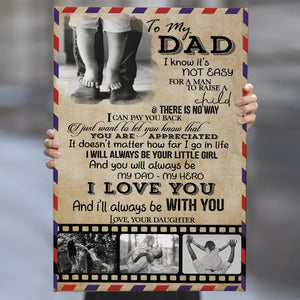 To My Dad, My Dad - My Hero Custom Photo - Personalized Canvas - Gift For Dad, Father's Day, Birthday Gift
