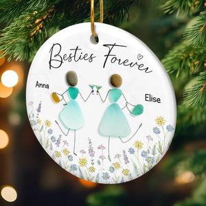Sea Glass Besties Sisters - Personalized Ornament - Christmas Gift For Besties, Sisters, BFF