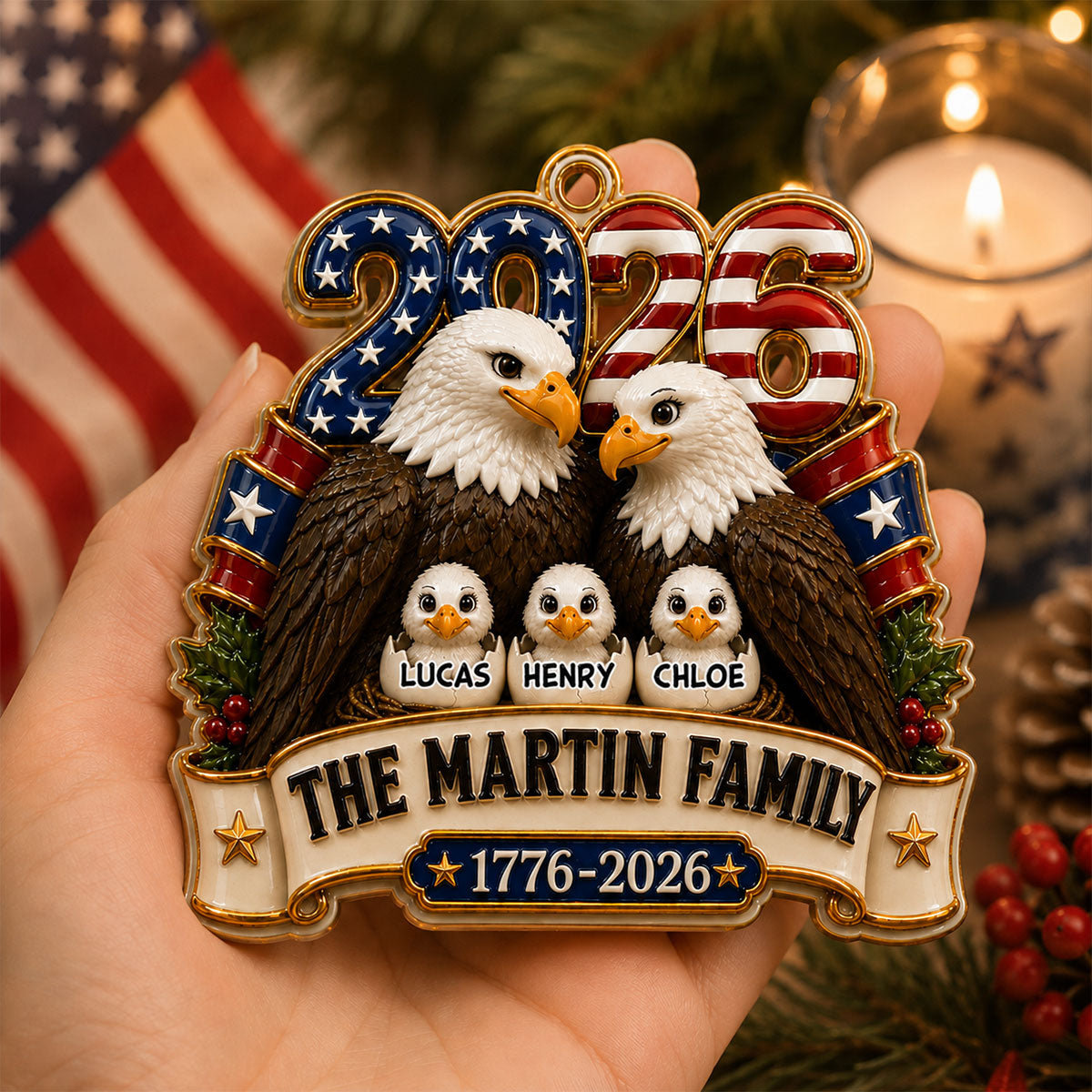 America 250th Anniversary Love Anchored In Heritage And Pride Ornament - Real 3D Raised Ornament
