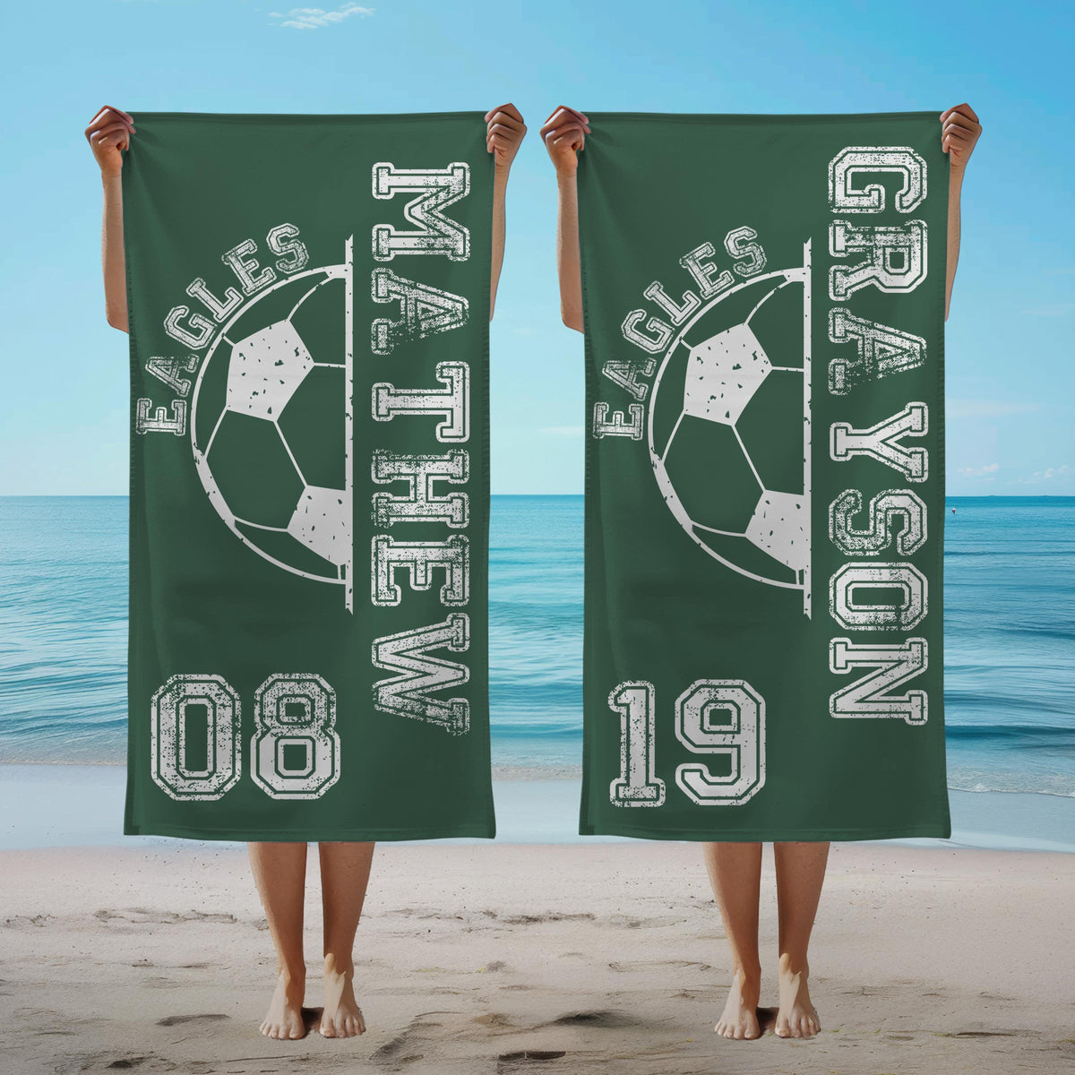 Custom Soccer Towel, Personalized Name Towel for Players, Senior Soccer Gift, Team Gift, Soccer Birthday Gift, Girls Sports Towel