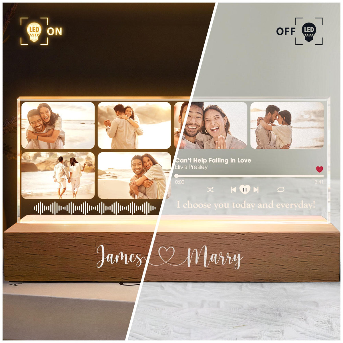 Personalized LED Night Light Couple Gifts, Custom Favorite Song, Husband Gifts from Wife, Anniversary Christmas Couples Gifts Decor