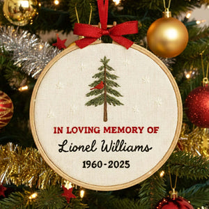 Personalized Memorial Embroidered Ornament, Dad Mom Loss Remembrance Gift