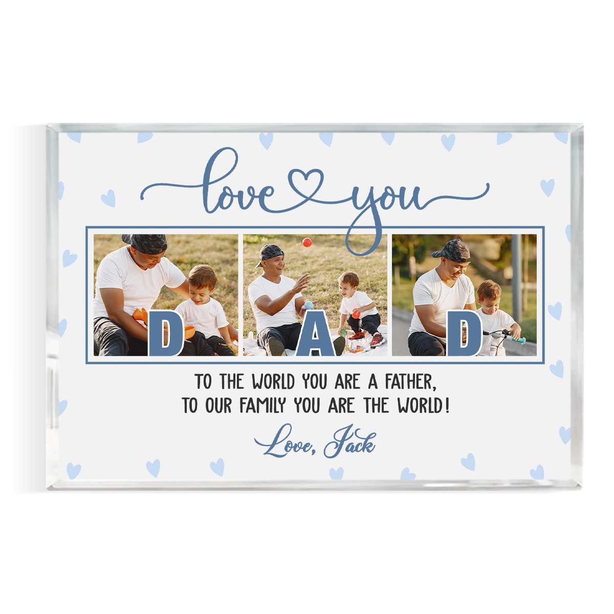 Love You Dad Custom Picture Acrylic Block, Dad Fathers Day Gifts From Kids, Personalized Photo Gift For Dad, Photo Plaque For Dad