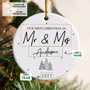 Mr and Mrs Christmas Tree- Personalized Ornament - Christmas Gift