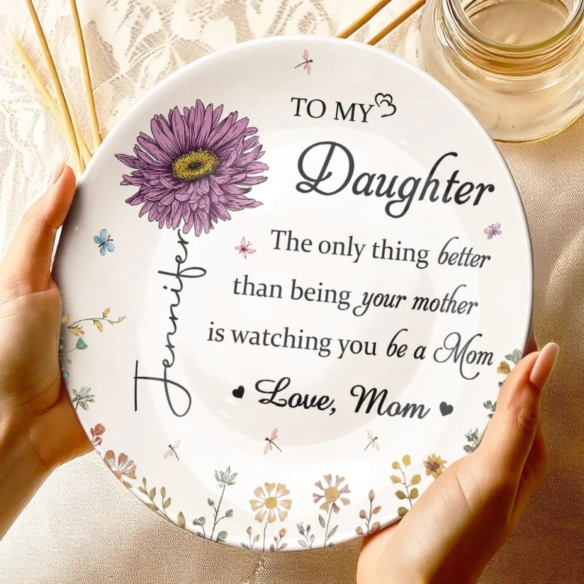 To My Daughter Watching You Being A Mom - Personalized Ceramic Plate - Gift For Daughter, Birthday Gift, Mother's Day Gift