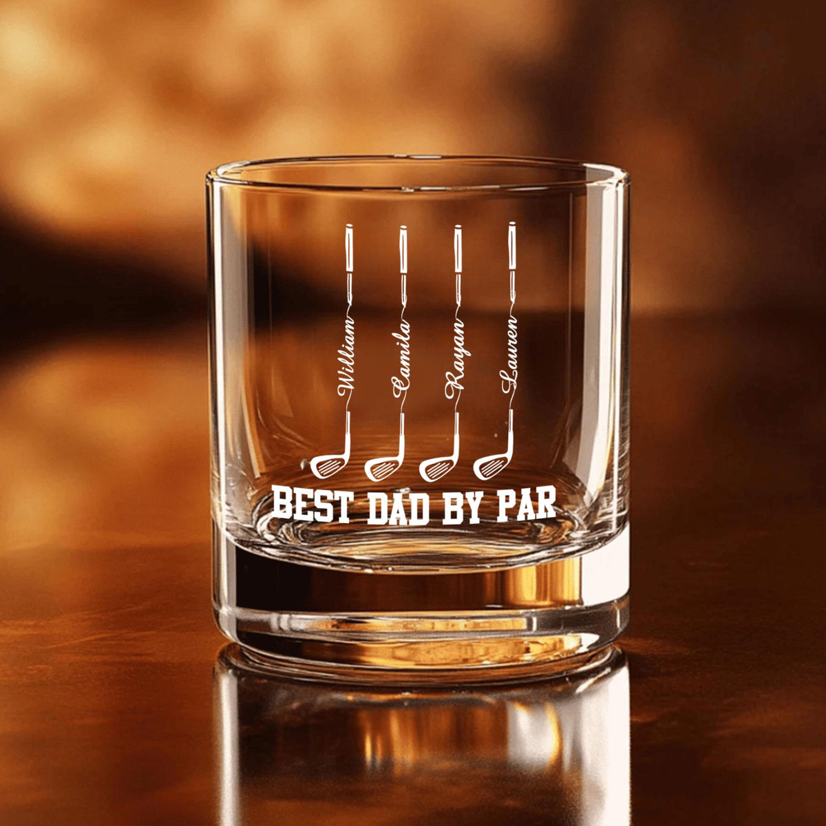 Personalized Father's Day Gift For Dad, Custom Golf Dad Whiskey Bar Glass With Kids Name, Best Dad By Par Wine Glass Gift, Gift For Husband