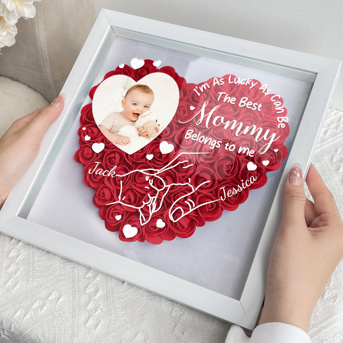 The Best Mommy Belongs To Me - Custom Flower Shadow Box With LED Light - Gift For New Mom, 1st Mother's Day