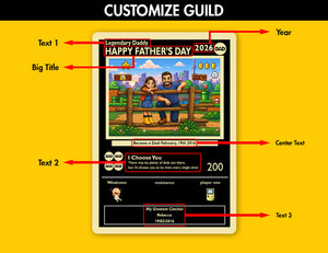 Retro Pixel Art Illustration Poke Father's Day Card - Custom Pokemon Card - Dad Gifts - Personalized Metal Card