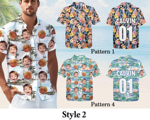 Custom Face Hawaiian Shirt, Sports Theme, Personalized Football Baseball Team Shirt, Summer Gift For Friends, Family