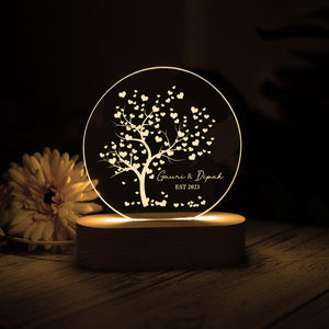 Tree of Hearts Personalized Couples LED Night Light, Anniversary Gift, Valentine's Day Gift For Couple