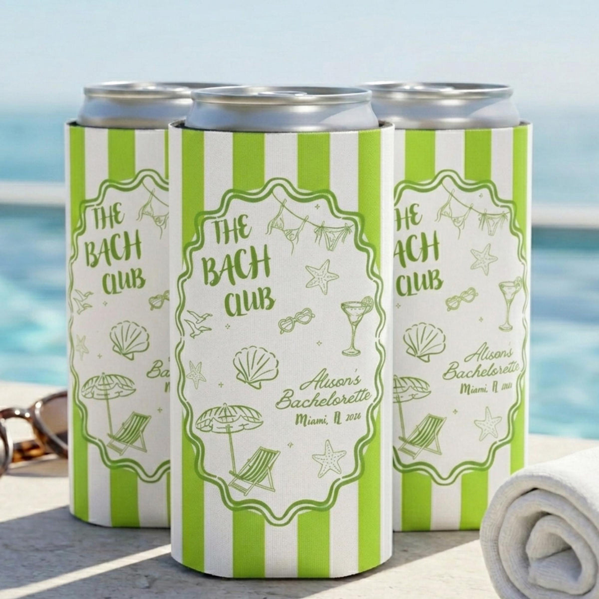 Personalized Bachelorette Can Cooler, Custom Bridesmaid Gift Bach Party Favor, Custom Name Bridal Party Slim Can Sleeve Gift, Cozie Holder