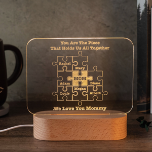 You're The Piece - Personalized 3D LED Light Wooden Base - Gift For Mom, Mother's Day Gift