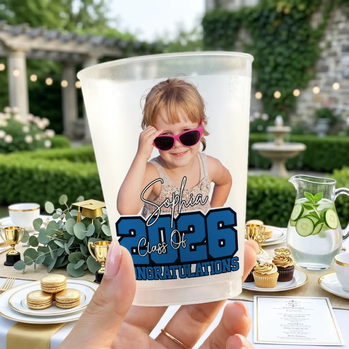 Congratulation Class Of 2026 - Personalized Plastic Frosted Water Cup - Graduation Party Decor