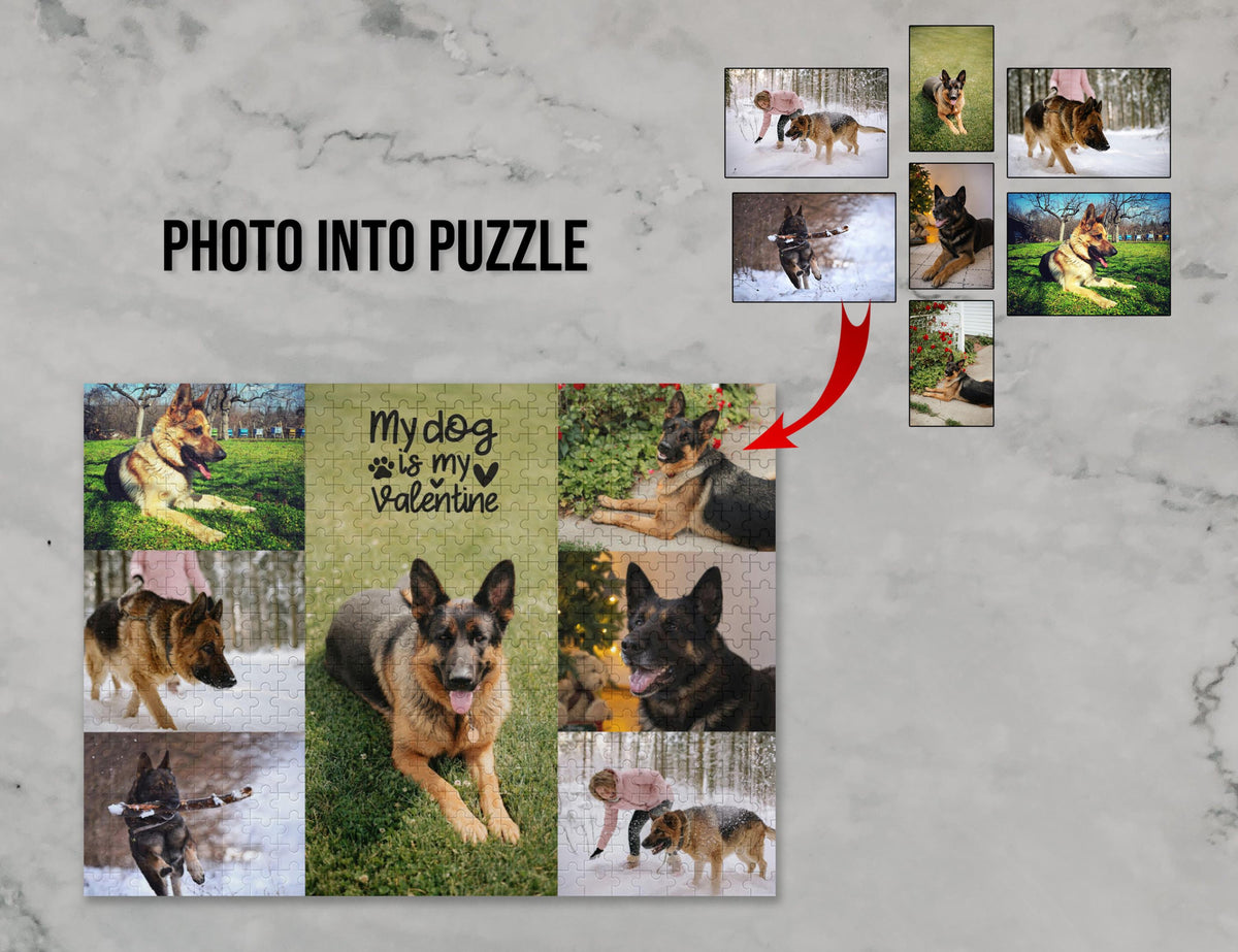 Photo Collage Puzzle, Custom Text Jigsaw Puzzle, Transform Your Dearest Memories into Jigsaw Puzzle, Wood Puzzle for Dog Cat Owner, Pet Lovers